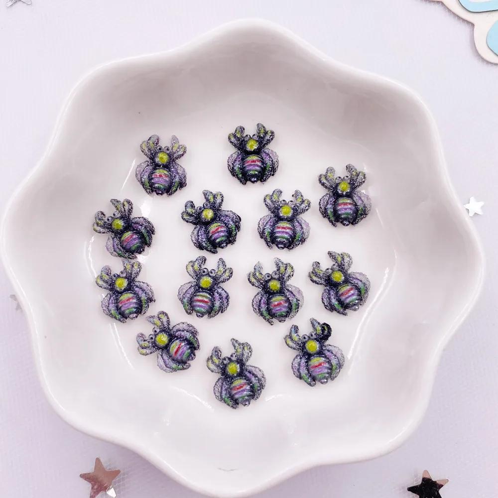 30 szt. Brokatowa żywica Kolorowe Kreskówkowe Pająki Nail Art Mini Figurki Flatback DIY Cyrkonie Scrapbook Biżuteria Akcesoria