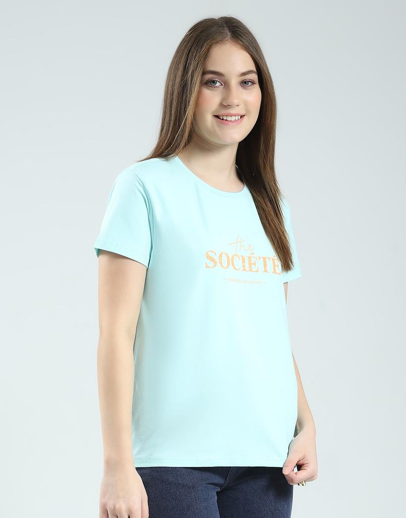 MONTE CARLO Womens Printed Round Neck Half Sleeve Regular Fit Top