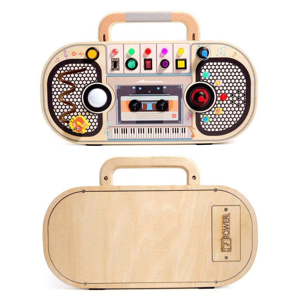 Interactive LED Wooden Busy Board: Children's Early Education Toy with Switches & Sockets