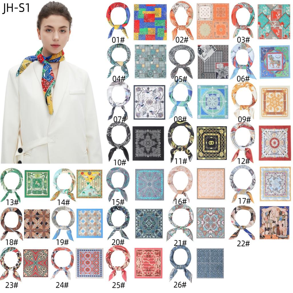 Zhonggao Youpin 2025 new spring, summer and autumn thin headscarf double-sided printed silk scarf square scarf