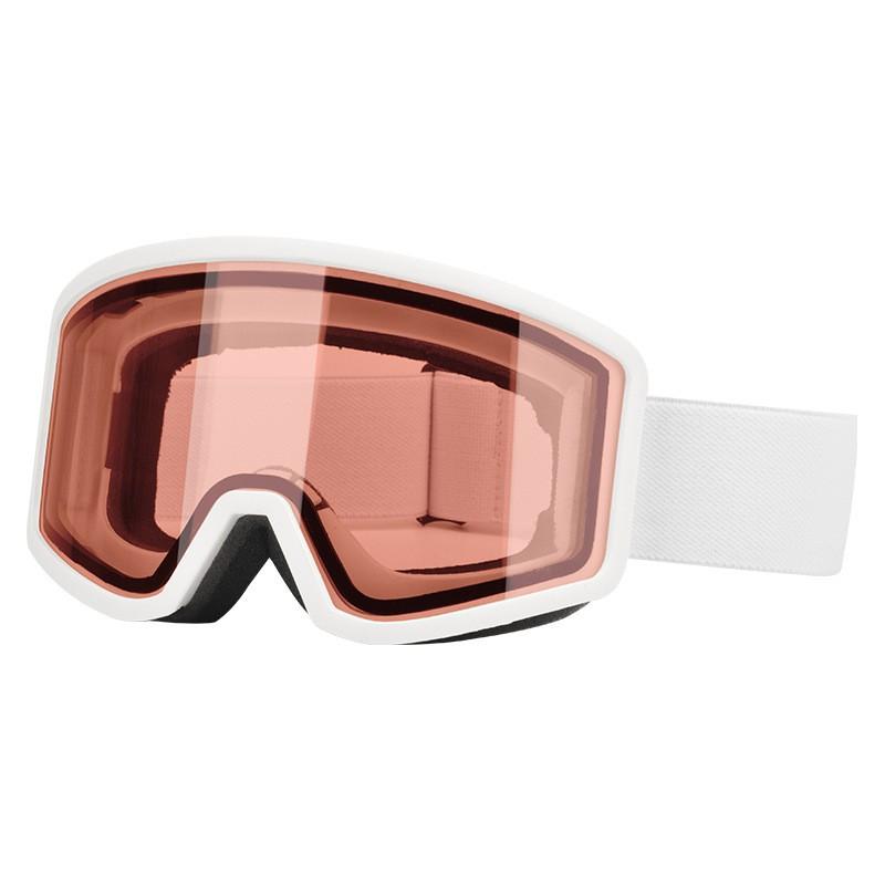 Dual-Layer Anti-Fog Ski Goggles Snowboarding Cycling Outdoor Sports Windproof UV Protection Adult Safety Eyewear White Frame Pink Lens