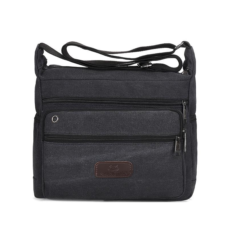 

Классическая парусиновая мужская сумка многокарманная большой вместимости сумка-мессенджер повседневная мужская сумка через плечо сумка для работы кассира сумка для мелочи чёрный