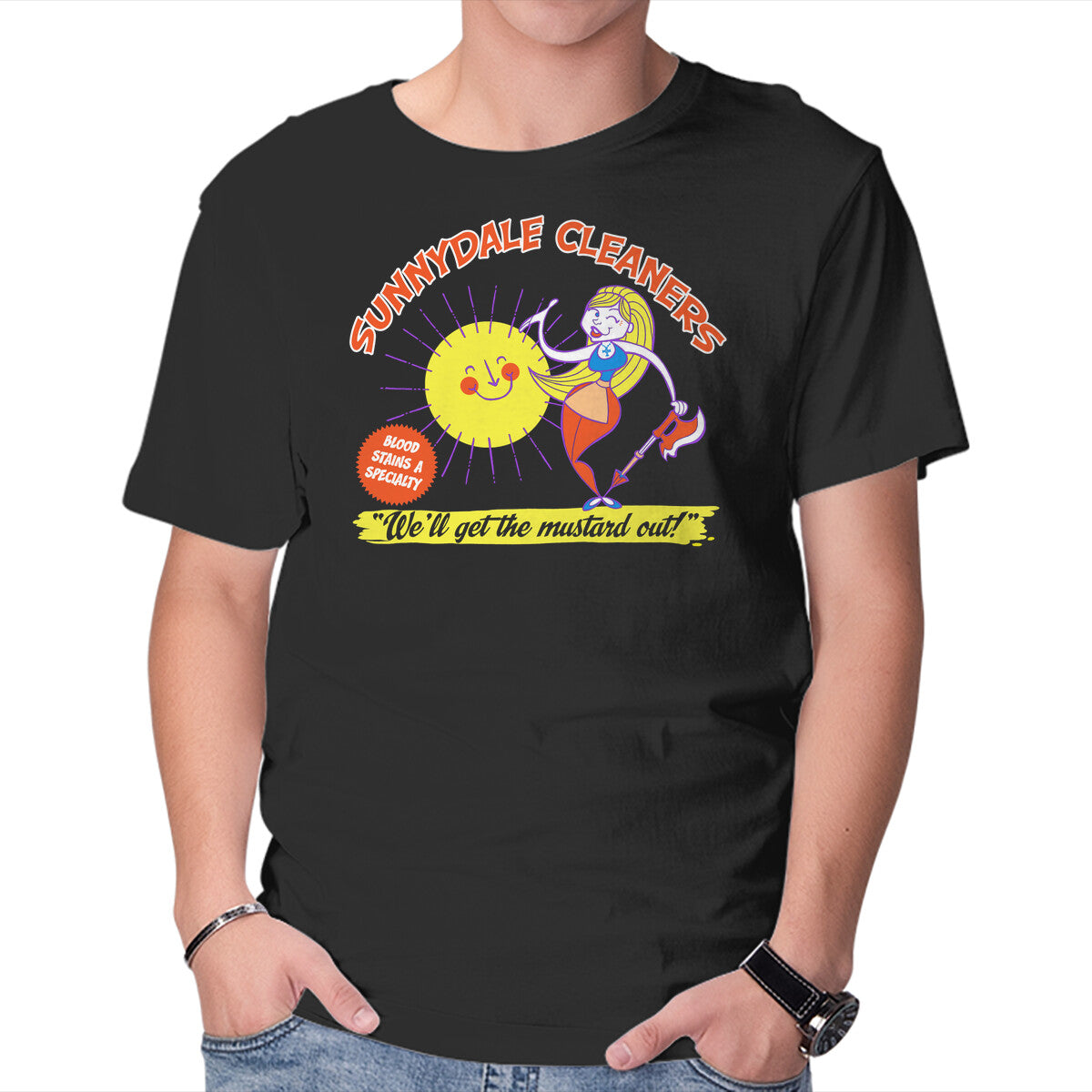 Unisex Crew Neck T-Shirt Sunnydale Cleaners Graphic Short Sleeve Casual Tee XXL