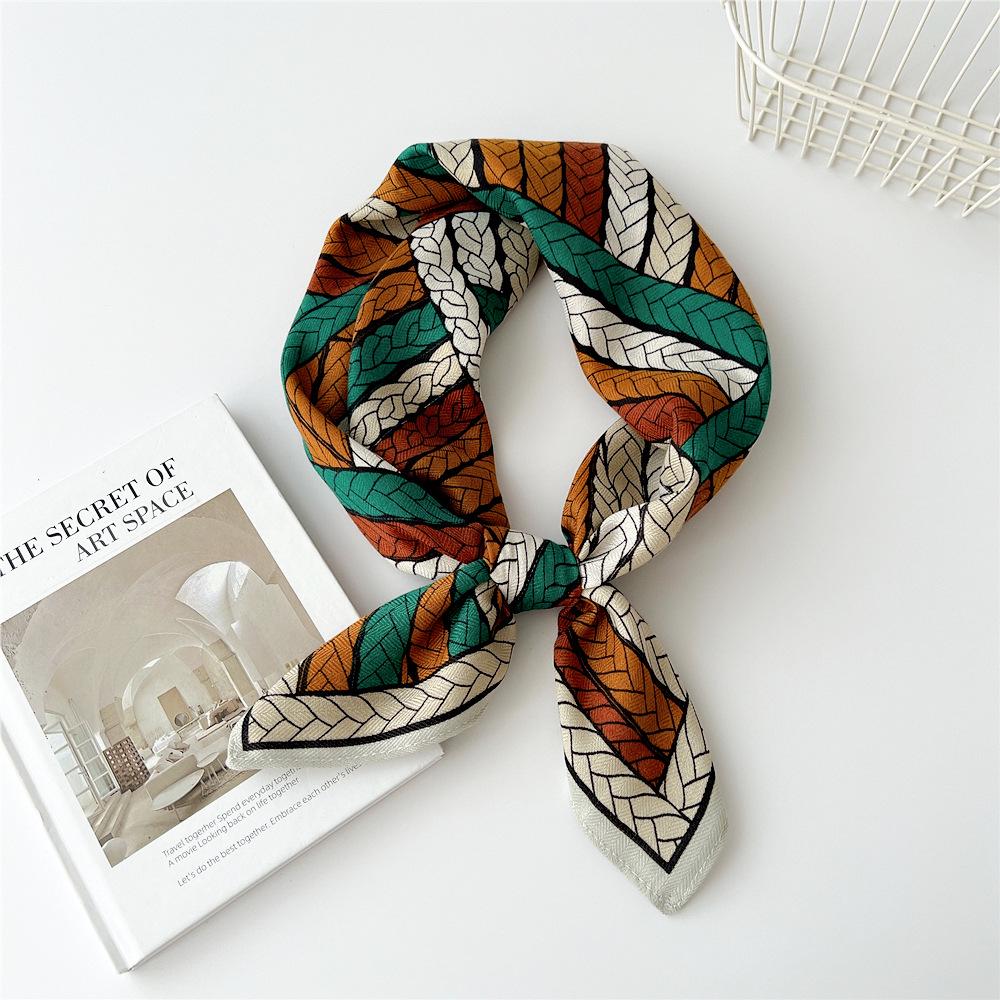 Versatile Women's Silk Cotton Linen Scarf: Fashionable Square Neck Accessory for Spring to Autumn