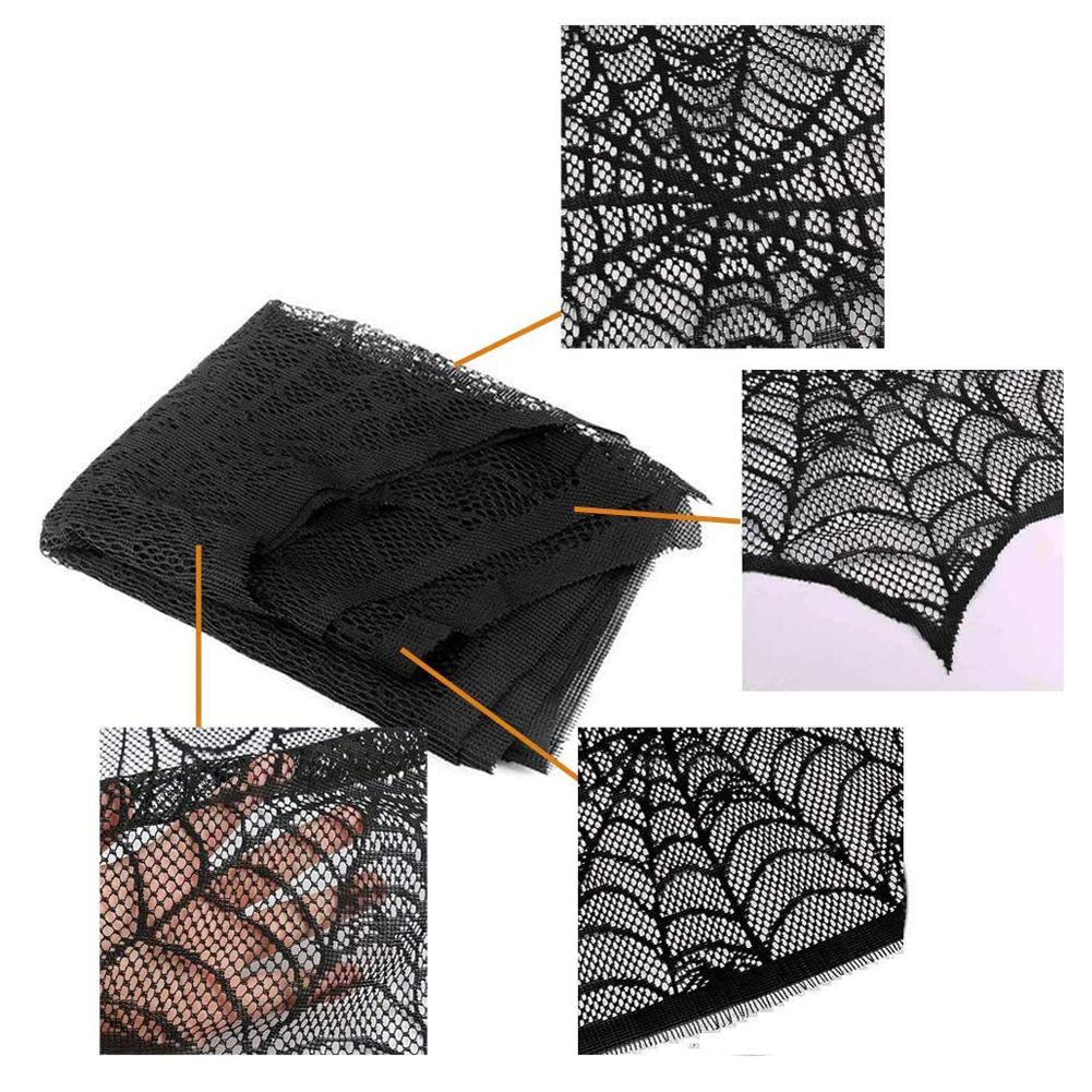 Fireplace Cloth Dining Table Tablecloth European and American Halloween Tablecloth Ghost Festival Black Lace Mesh Cloth
