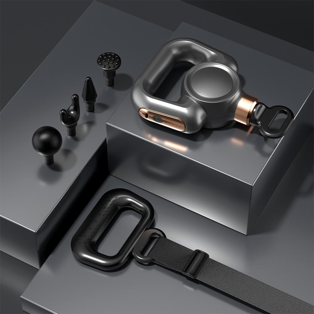 Wireless Fascia Gun Massager with Stretch Strap High-Frequency Vibration Deep Muscle Relax Body Neck Back Leg Massage Device