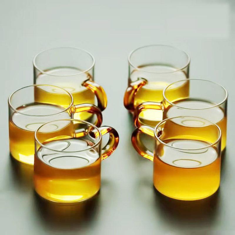 Heat-Resistant Glass Tea Cup with Handle - Household Gongfu Style, Transparent and Thickened for Individual Use