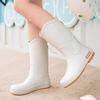 Women's Japanese Style Non-Slip Waterproof High-Top Rubber Rain Boots: Fashionable, Wear-Resistant, Soft-Soled, Ideal for Outdoor and Kitchen Use.