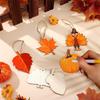 Thanksgiving Fall Wooden Ornaments Set with Maple Leaf and Pumpkin Designs - DIY Hanging Decor for Harvest Party 9 Pieces
