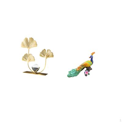 Peacock Leaves Sculpture Bookshelf Figurine Decorative Ornament Collectibles Modern Home Decor