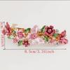Single Bohemian Floral Rhinestone Hair Clip Large Rectangular Hairpin with Multicolor Enamel Flowers, Sparkling Crystals Golden Tone Accents for Women