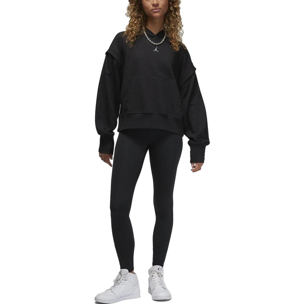 Jordan Solid Color Loose Hoodie Long Sleeve Women Tops Black FB4610-010