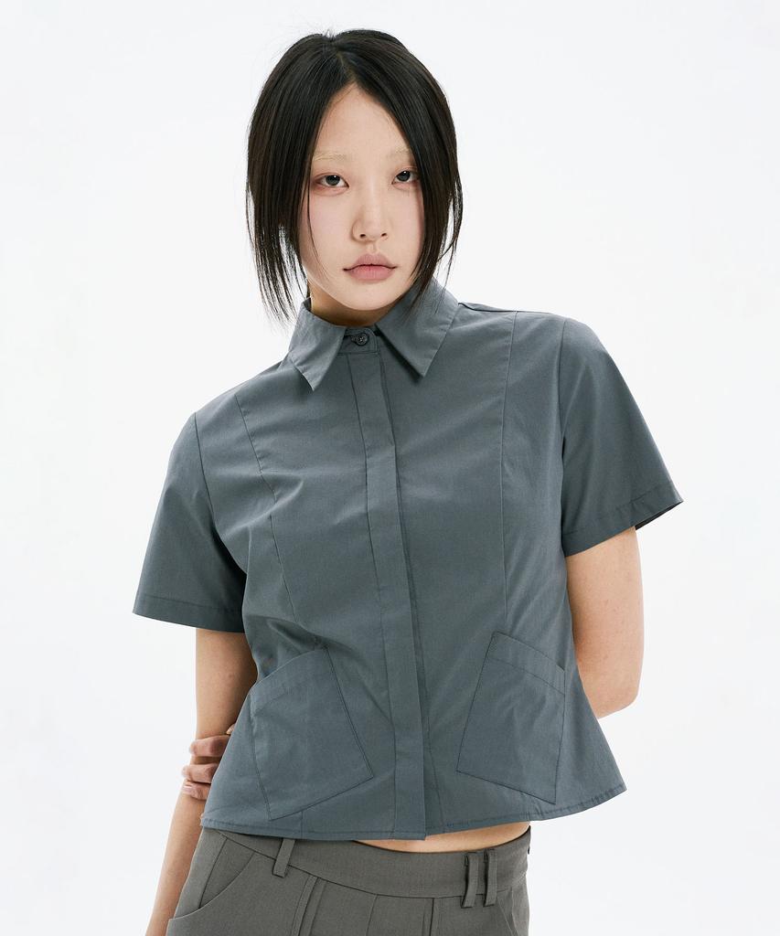 Hanahi Under Pocket Half Shirts Gray