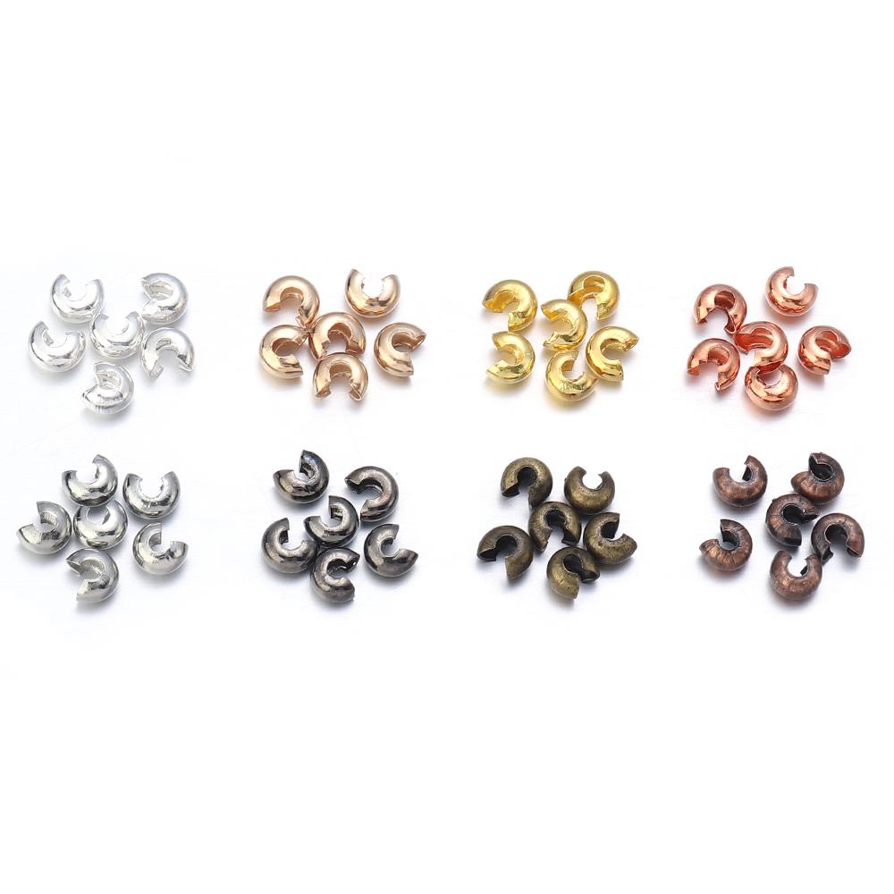 100Pcs Copper Open Covers Crimp End Beads Gold Color Stopper Spacer Beads For DIY Jewelry Making Findings Supplies Wholesale