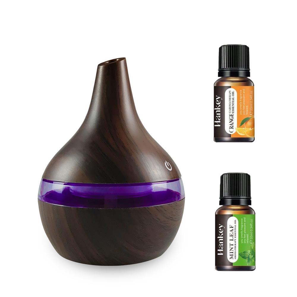 300ml Wood Grain Humidifier & Essential Oil Diffuser, Ultra-Quiet Cool Mist for Better Sleep 300ml