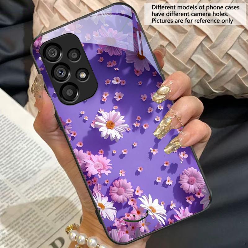 Golden Rose Blossoms For Samsung Galaxy S10 S20 Plus S21 FE S22 23 24 S25 Ultra Black Tempered Glass Phone Case Hard Shell