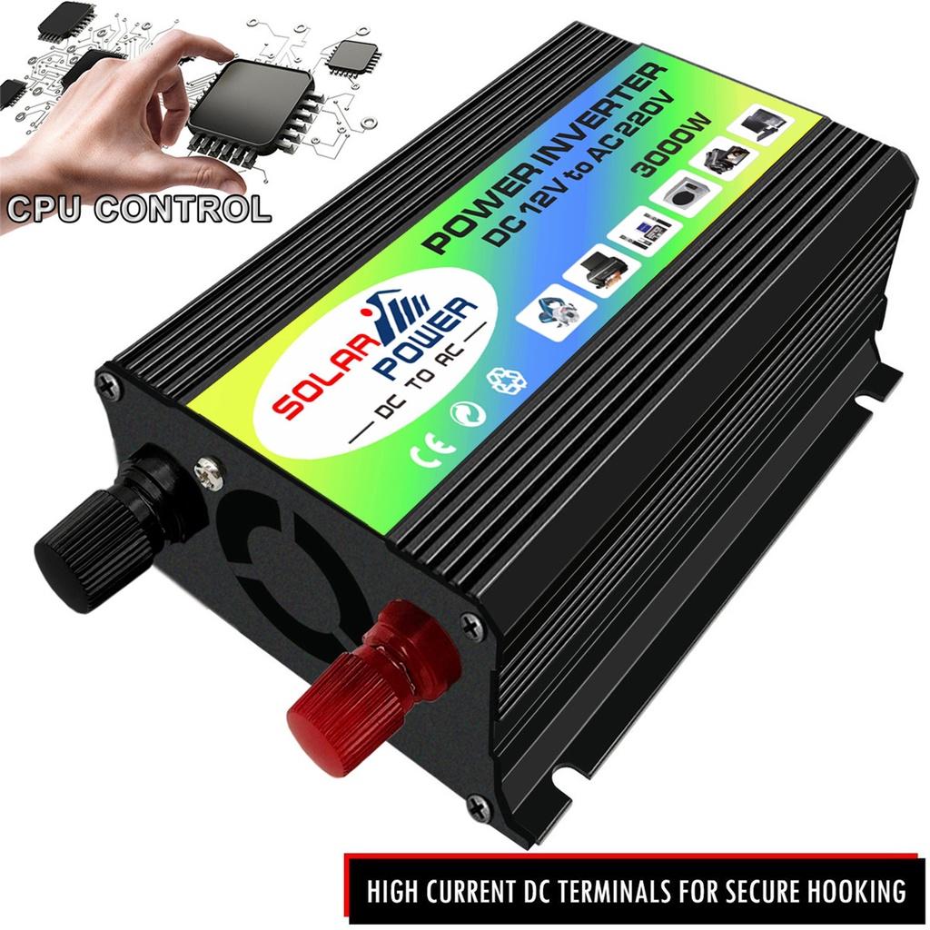 3000W DC12V zu AC 220V Auto Stromrichter Konverter Ladegerät Adapter Dual-USB Spannungswandler Konverter Modifizierter Sinuswellen-Wechselrichter