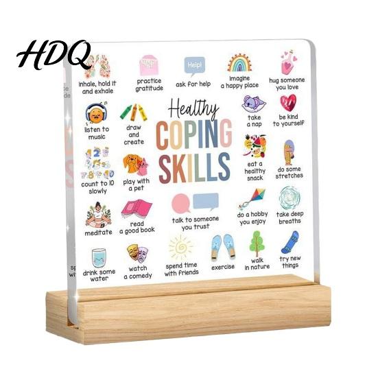 Warm Gift for Friends Motivational Mental Health Desktop Decoration Acrylic Sign with Wooden Stand Spiritual Support Office Desk Decor Inspirational