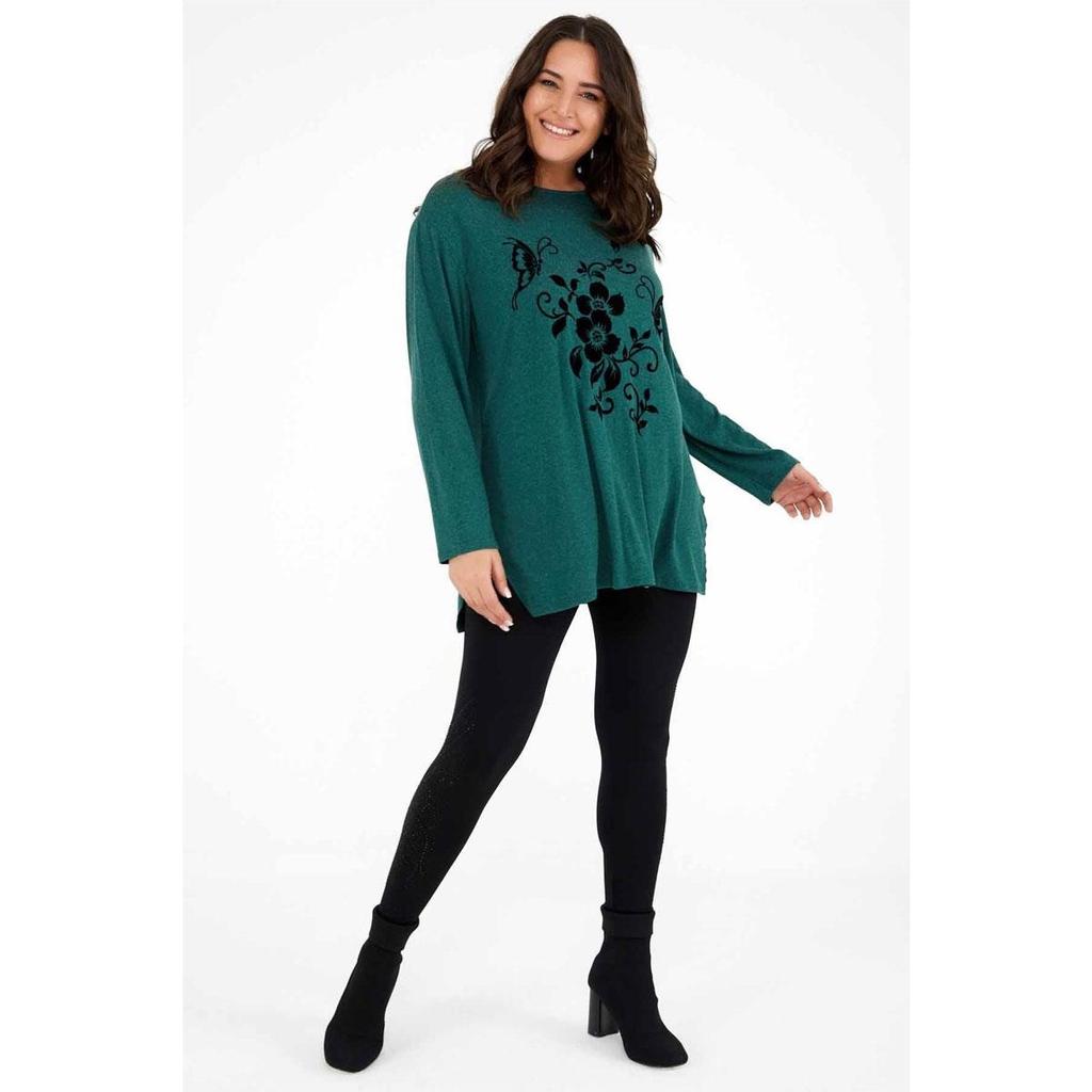 Maglia Taglie Forti in Lana Con Catena e Scollatura a Goccia