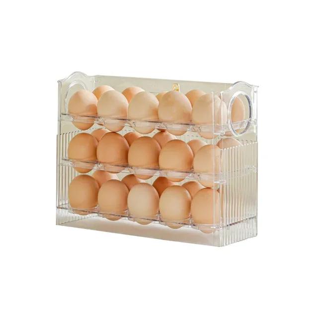 30 Slot Egg Storage Box PET Material Refrigerator Side Door Organizer Kitchen Egg Holder Space Saving Easy Access Design 2570₽