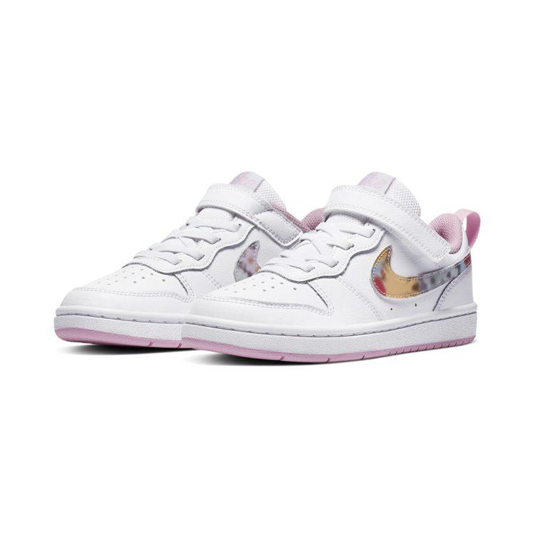 Nike Low 2 SE Floral Slip Resistant Cushioning Low Top Kids' Skateboarding Shoes White Pink Children Aged 3 7 Years Old CZ6613-100