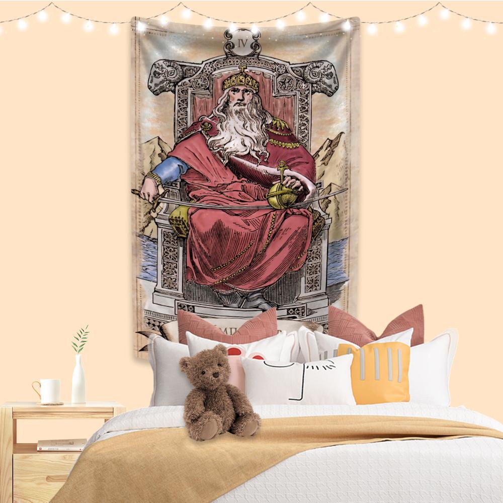 Psychedelic Tarot Tapestry Vintage Illustration Printed Boho Room Decors Aesthetic Wall Hanging Background Sofa Blanket