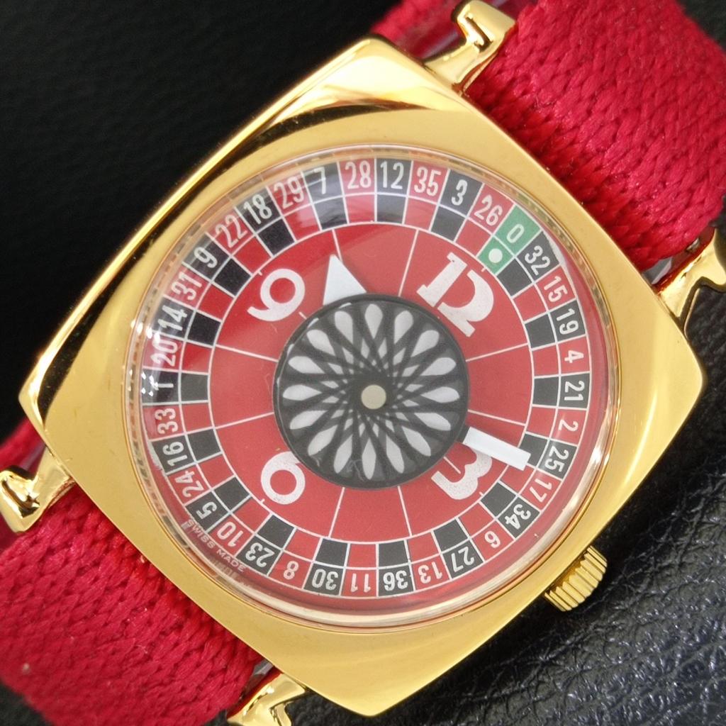 

ART DECO VINTAGE REFURBISHED HAND-WINDING SWISS MENS RED DIAL WATCH a701104-5 R205b-a701104