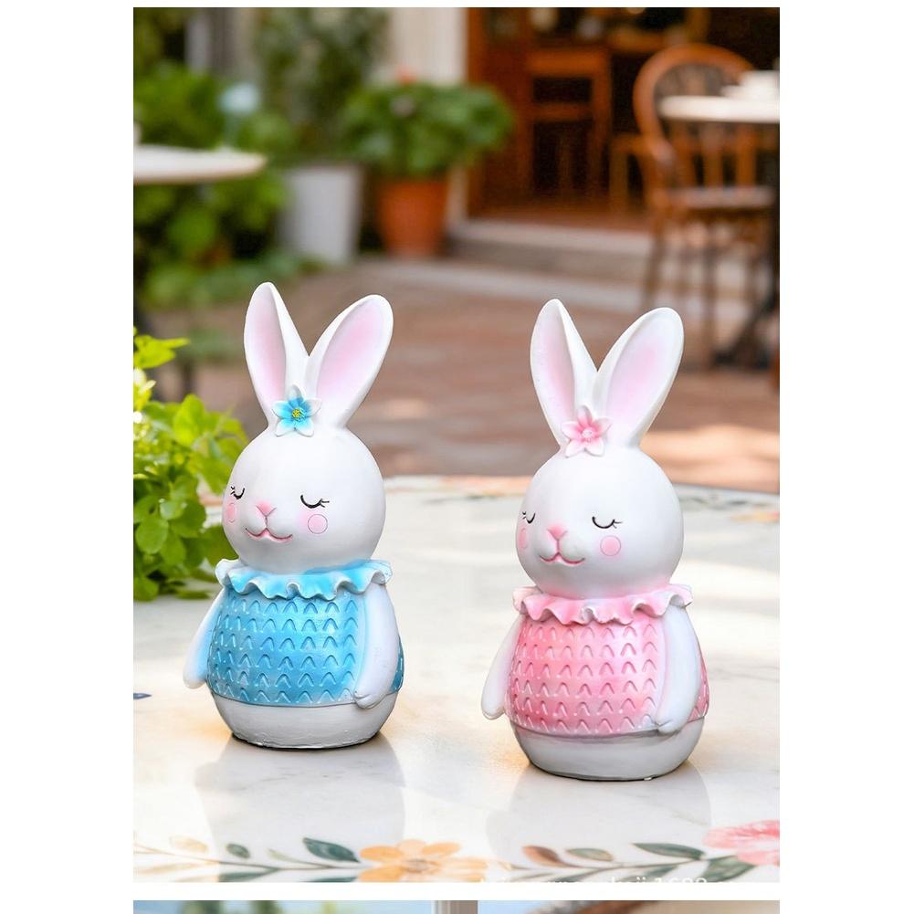 Easter Table Centerpiece Resin Bunny Figurine Hand-Painted Figure Easter Theme Resin Material Modern Minimalist Style