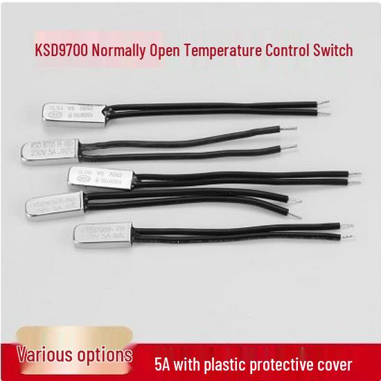 KSD9700 Thermal Protector, Normally Closed, Metal, 5A, 40°C-150°C Temperature Control Switch