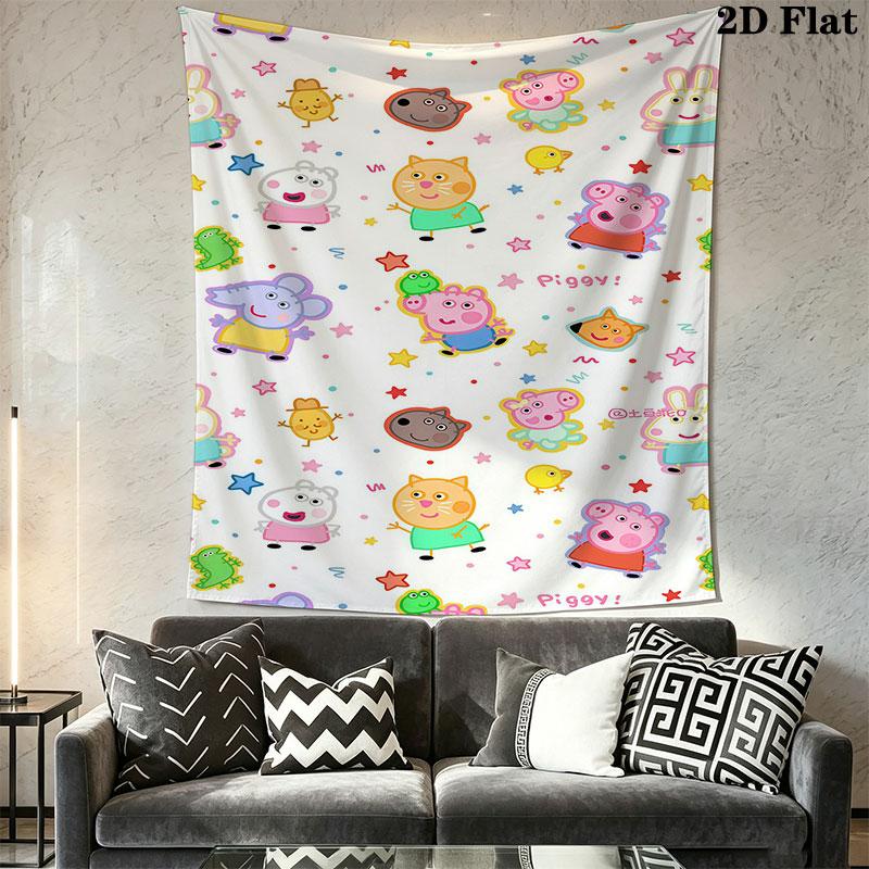 Peppa Pig A Wall Hanging Printed Fabric Blanket Decorative Tapestries for Bedroom Living Room Home Decor