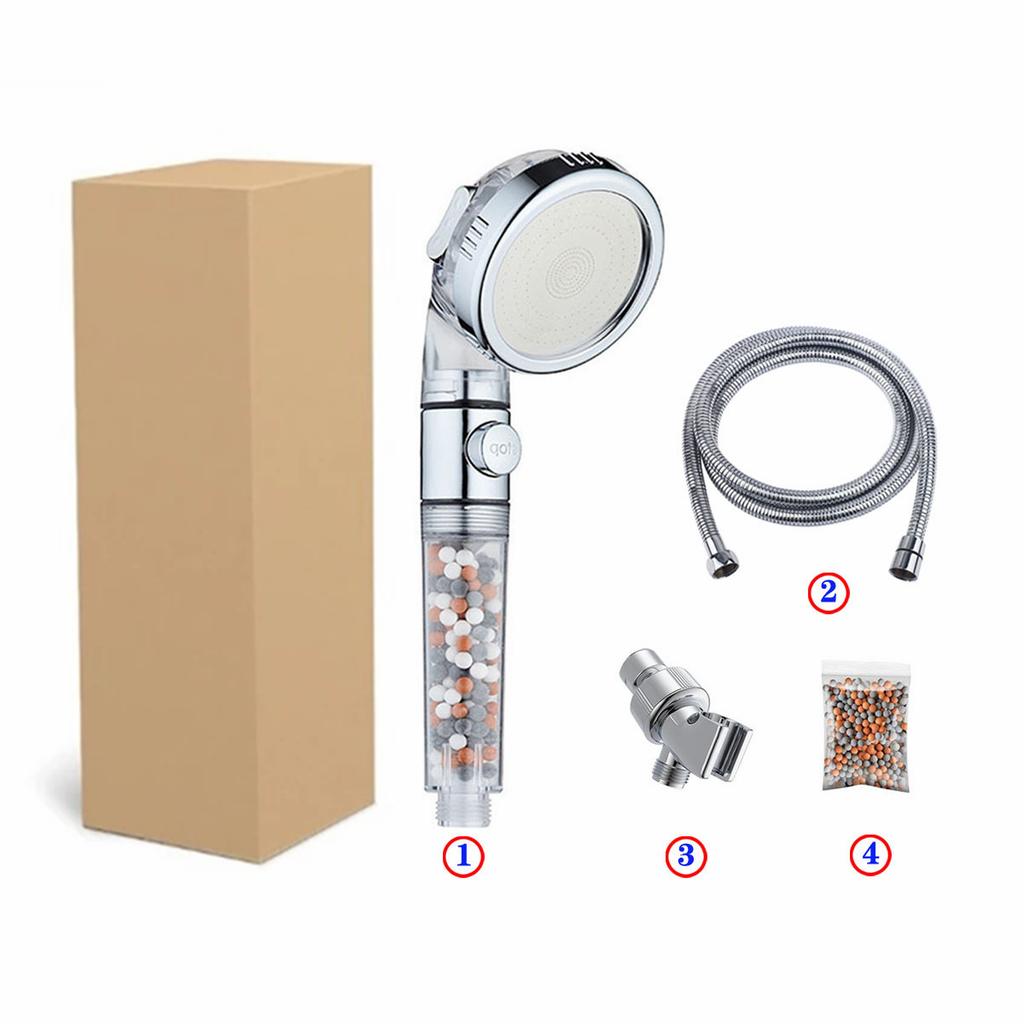 Bathroom Ionic Shower Head Set 3 Functions Filter Handheld Shower With Hose and Bracket