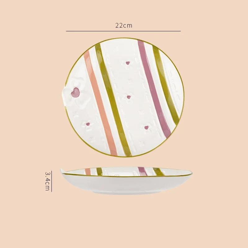 Exquisite Relief-Keramikteller, niedliche unregelmäßige Salat-Dessertschalen, köstliche Haushaltsgerichte, Steakteller, einzigartiges Geschirr