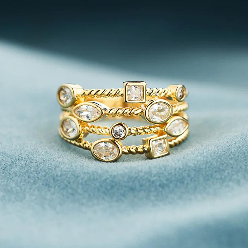 

CAOSHI Multilayered Gold Color Rings for Women Brilliant Cubic Zirconia Charming Wedding Party Aesthetic Female Zircon Gifts 6