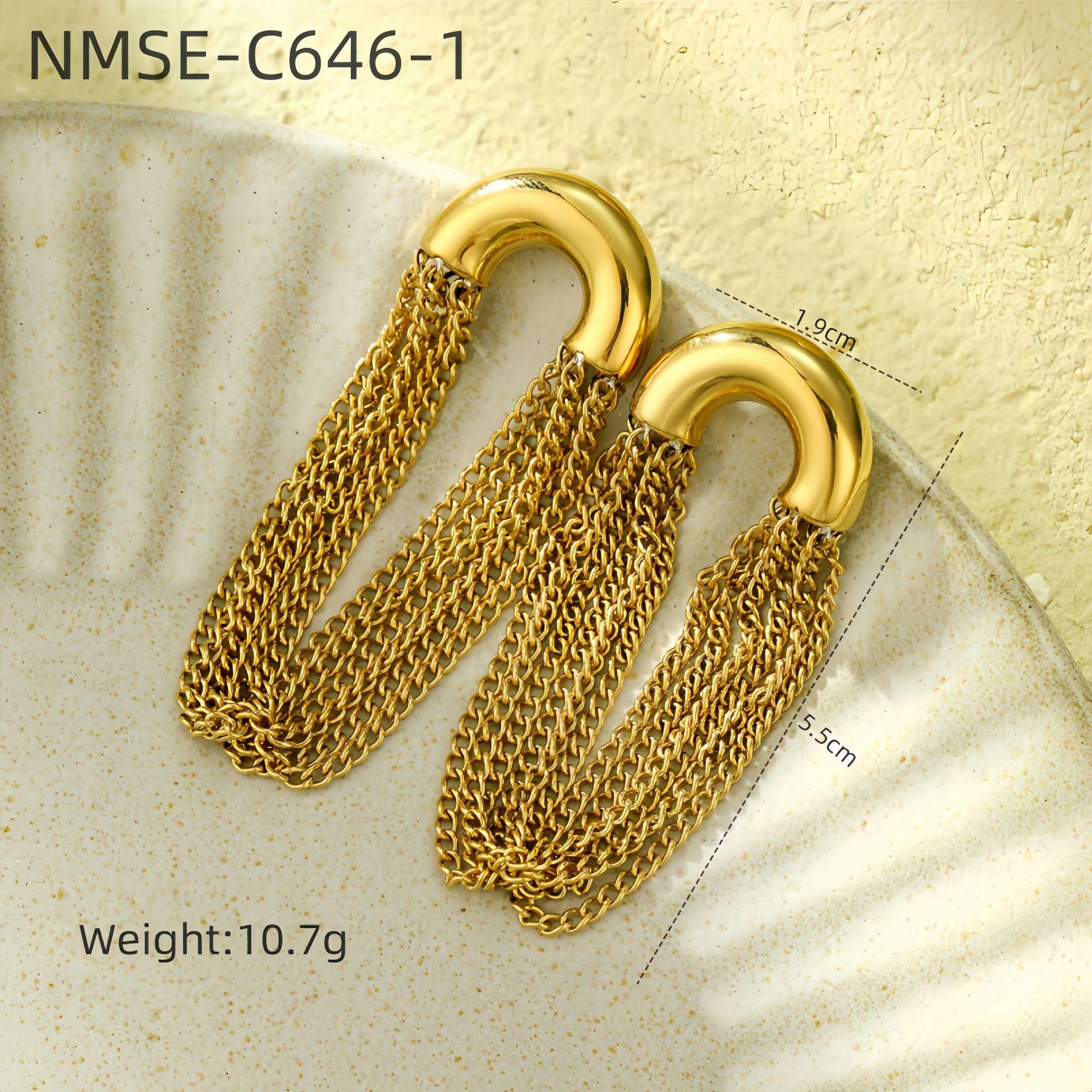 GEMCHIC Women s Simple Arc Chain Long Tassel Stainless Steel Earrings C-Shape Design High-End Fashionable Titanium Steel Earrings