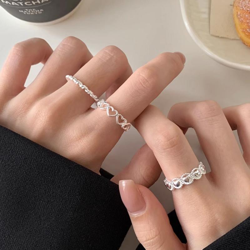 Exquisite Heart Ring For Women Adjustable Open Design Trendy Korean Style Fashion Jewelry