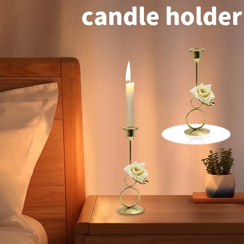 Iron Candlesticks, Vintage Metal Carved Flower Circular Ring Candle Holder Desktop Decorative Candle Stand For Wedding Dinning Party Table Home Decor