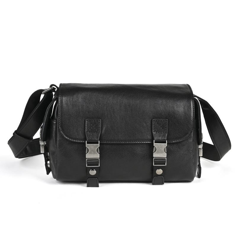 

Мужская сумка кроссбоди в стиле ретро из состаренной натуральной кожи с многокарманным дизайном чёрный