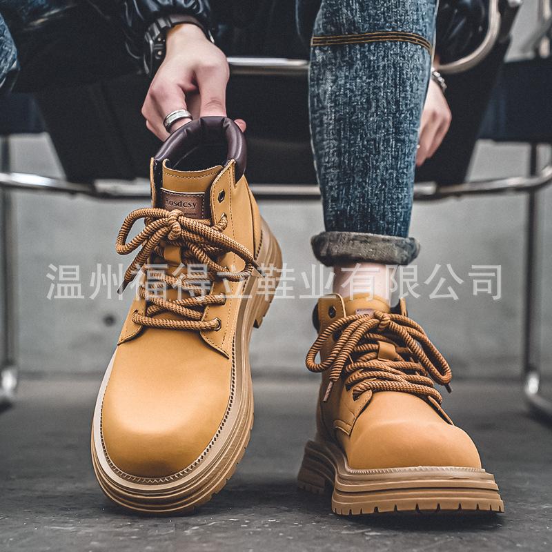 Rhubarb Boots Men's Spring and Autumn British Retro High Top Men's Boots Desert Boots Short Boots Casual Martin Boots