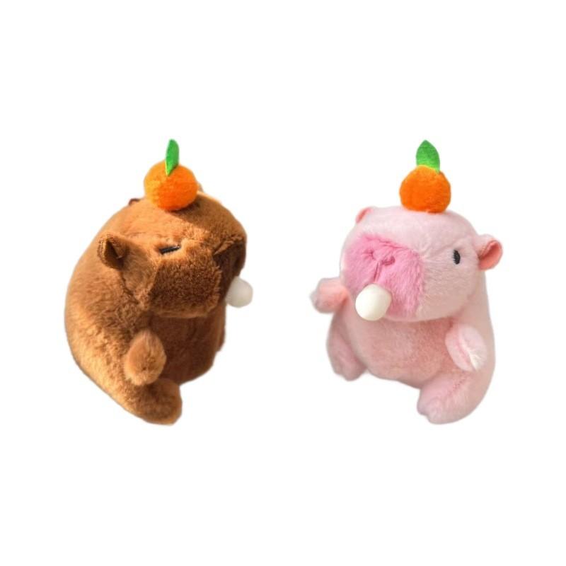 Brown Charming And Pink Capybara Plush Doll Bubble Blowing Keychain For Kids