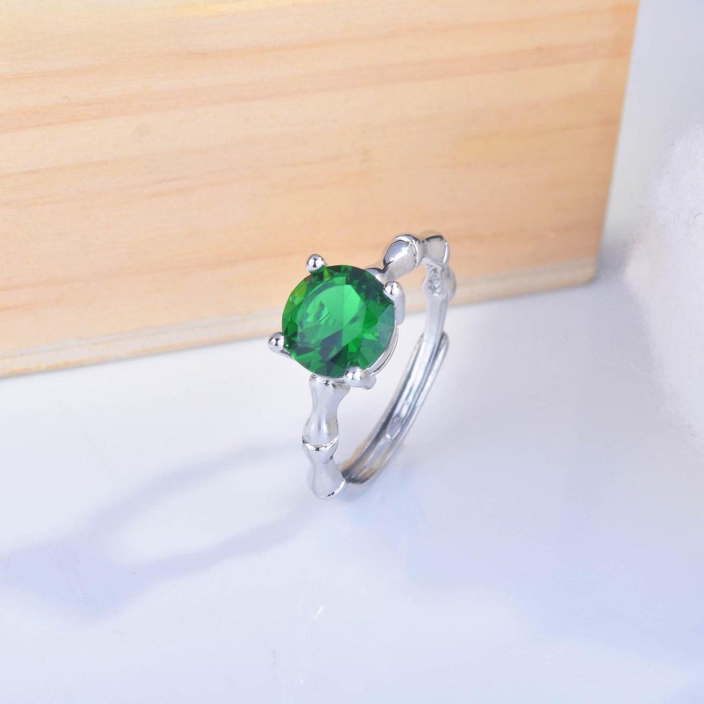 Colorful Treasure Jewelry Creative Bamboo Knot Ring Female Ring Artificial Jade Adjustable Open Ring