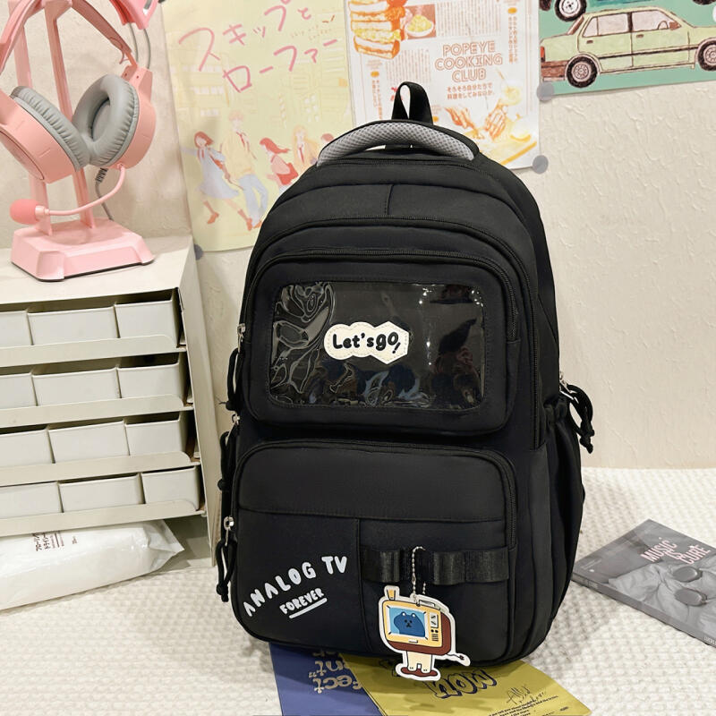 Color Block Backpack Large Capacity Student Schoolbag