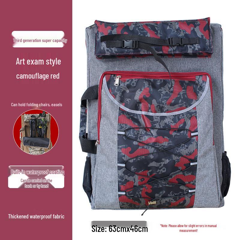 Waterproof Camouflage Art Bag: Large Capacity, Multi-Functional 4K Drawing Board Bag with Double Backpack or Hand-Carry Options.