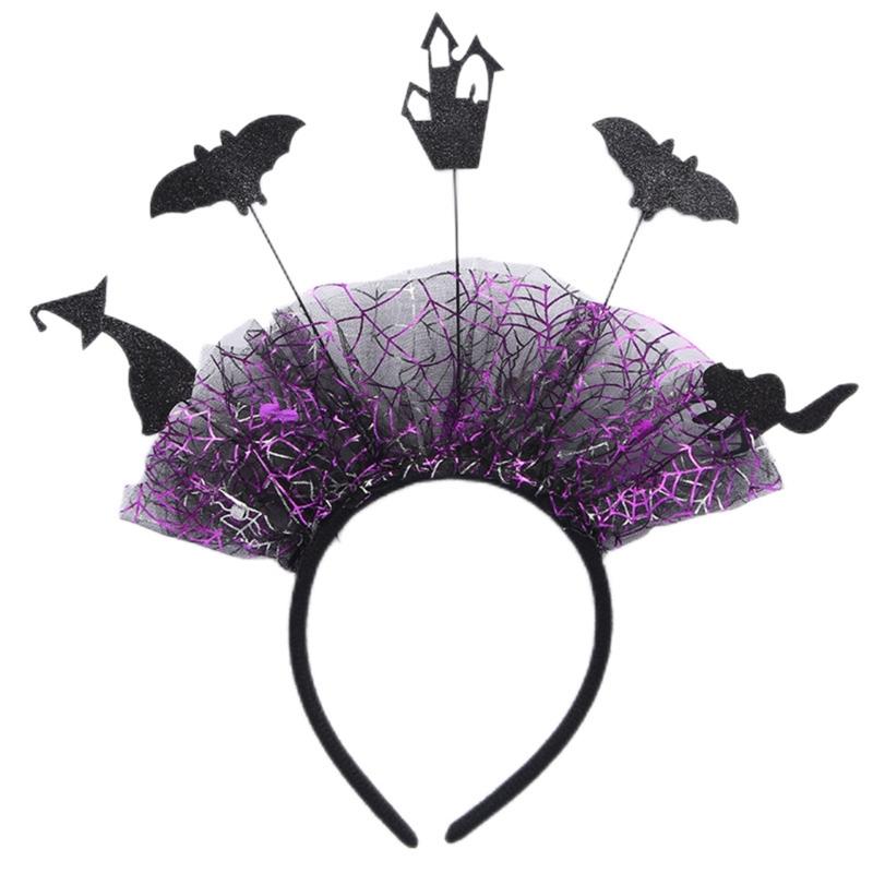 

Gothic Mesh Hairband for Halloween Adult Kids Festival Party Headband Day of the Death Headpiece Party Favor Accessory чорний
