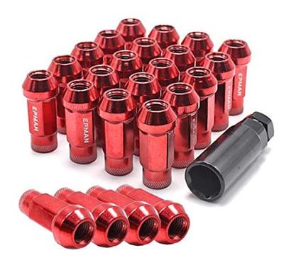Wellvie Classy Steel Wheel M12 X with 24 Racing Chrome for Toyota Caravan Custom Exterior Car Car Supplies Nuts, P1.25 Red, Socket, Pieces, Nuts,