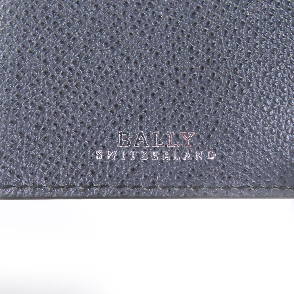 Pristine BALLY Bifold Wallet Logo Embossing Gray Leather Mens Used