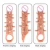 Reusable Long Spike Condoms Enlarger Extender Penis Cock Sleeve Extender Strong Vibrator