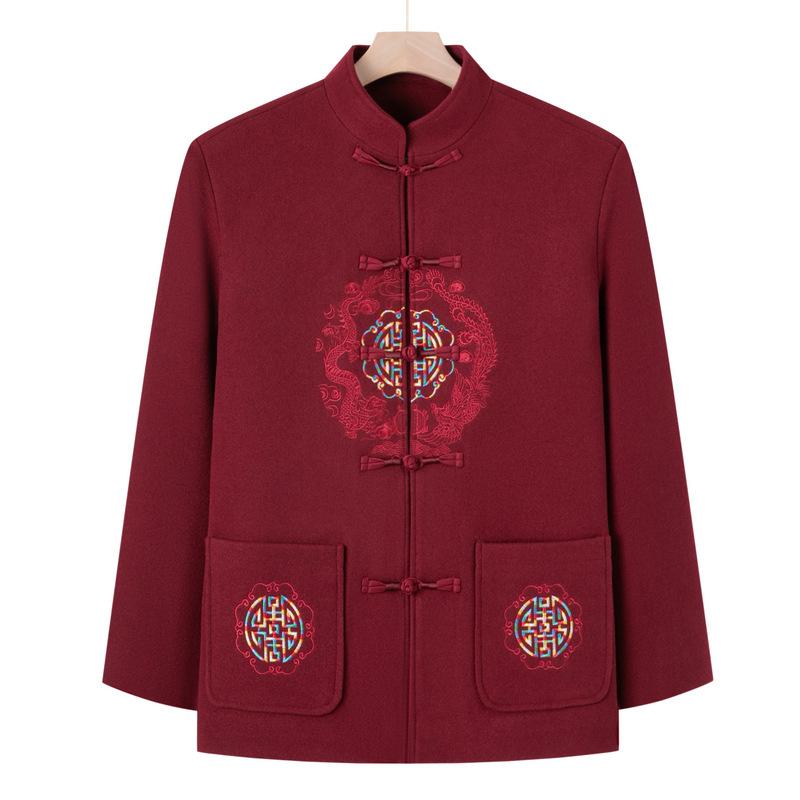 Velvet Coat Birthday Tang Suit Male 80-year-old 90-year-old Grandfather's Birthday Thickened Warm Winter Clothes Cotton-padded Jacket