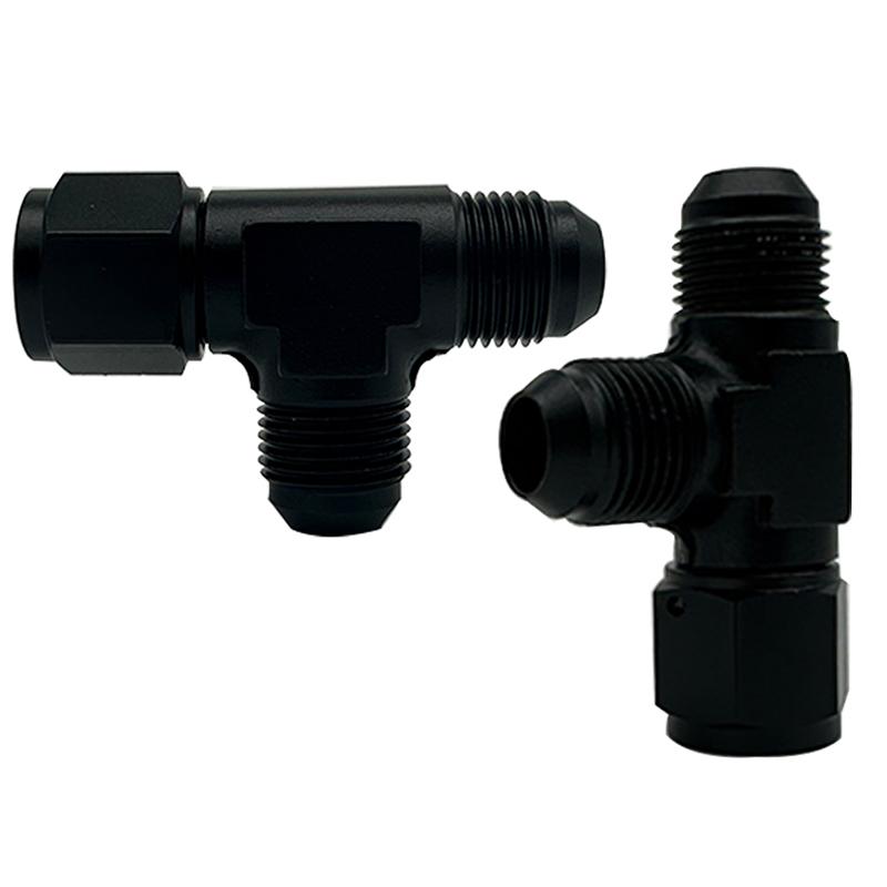 4AN 6AN 8AN 10AN 12AN Hose Tee Connector Fitting Male To Male Female Tee On Side Thread Fitting Adapter Junction Coupler Black