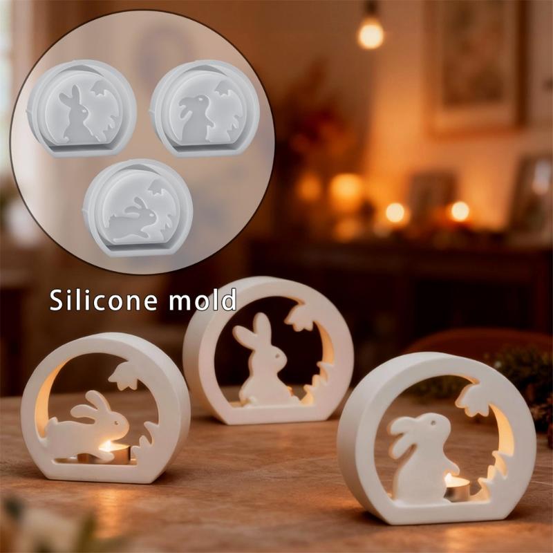 Premium DIY Mold for Making Hollow Easter Rabbit Candle Holders Silicone Casting Moulds Festive Craft Decorations
