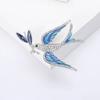 Exquisite Fashion Full Zircon Enamel Swallow Bit Branch Brooches for Women Creativity Crystal Bird Pin Party Jewelry Accessory
